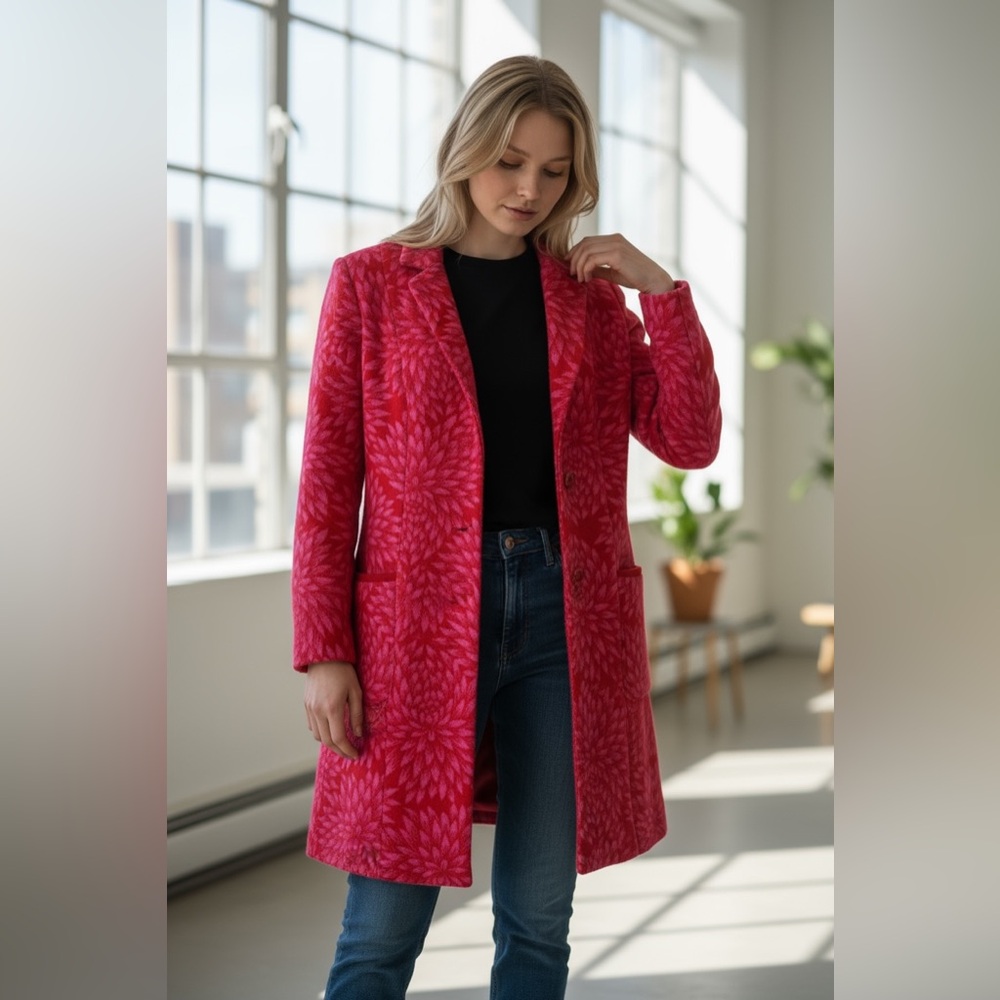 TyRihans Norge Norway Woman’s Print Blazer/Coat in 100% Wool - Picture 12 of 12